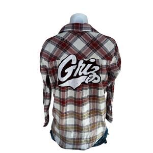 University Montana Grizzlies Plaid Flannel Shirt MEDIUM Oversized Griz Football